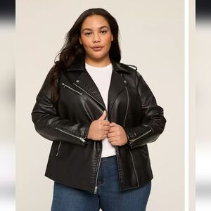 Plus Size Faux-Leather Moto Jacket